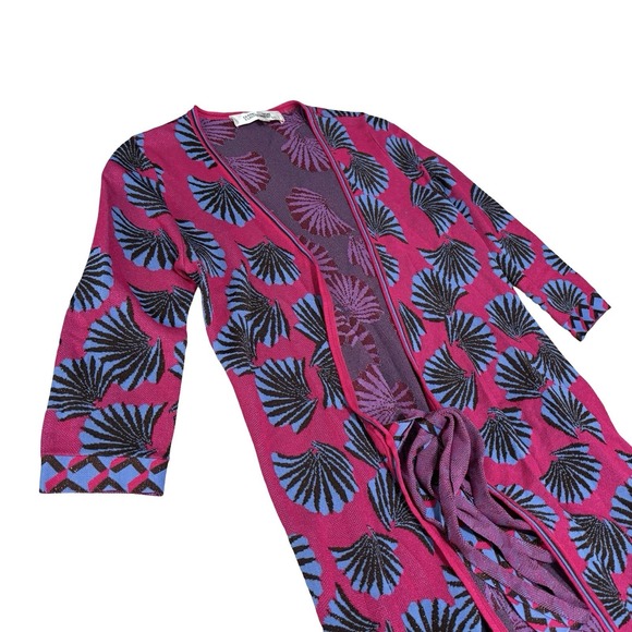 Diane von Furstenberg Lainey Metallic Jacquard Knit Wrap Dress in Fuchsia XS - Picture 4 of 5